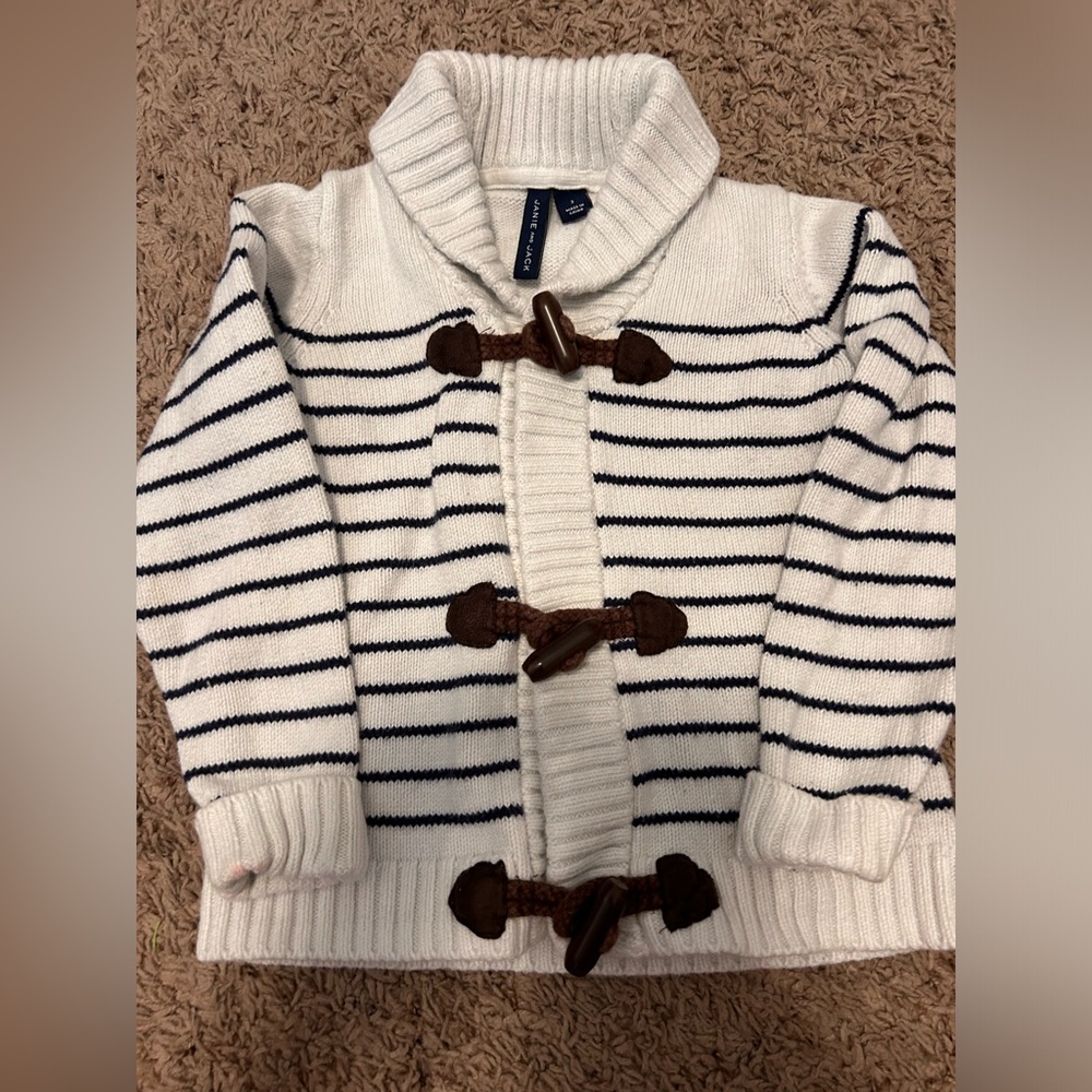 Janie & Jack 3T Stripped toggle Cardigan